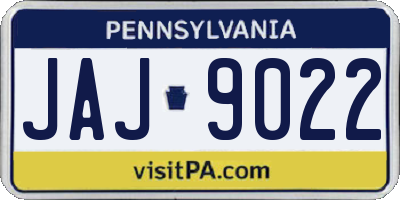 PA license plate JAJ9022