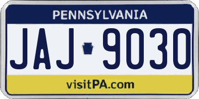 PA license plate JAJ9030