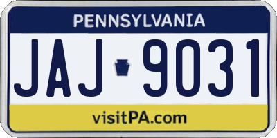 PA license plate JAJ9031