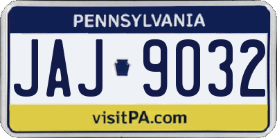 PA license plate JAJ9032