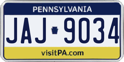 PA license plate JAJ9034