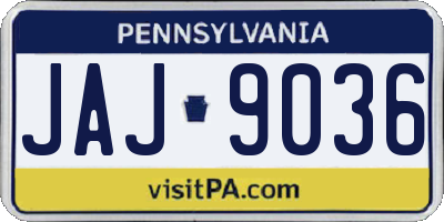 PA license plate JAJ9036