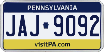 PA license plate JAJ9092