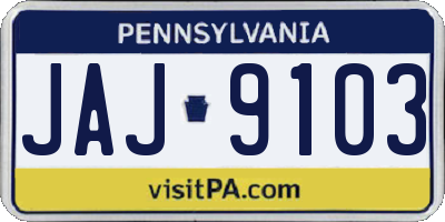PA license plate JAJ9103
