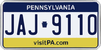 PA license plate JAJ9110
