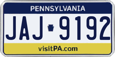 PA license plate JAJ9192