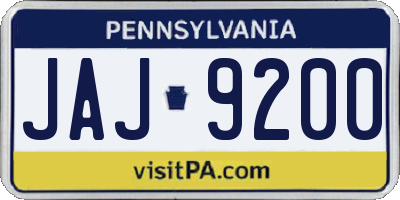 PA license plate JAJ9200