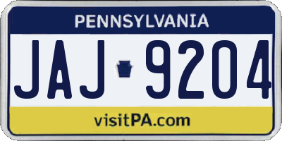PA license plate JAJ9204