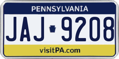 PA license plate JAJ9208