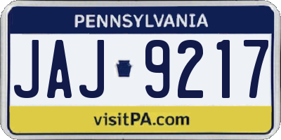 PA license plate JAJ9217