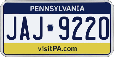 PA license plate JAJ9220