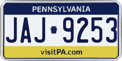 PA license plate JAJ9253