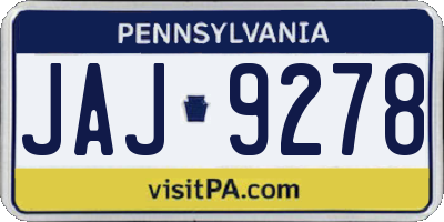 PA license plate JAJ9278