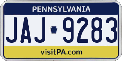 PA license plate JAJ9283