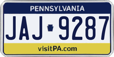 PA license plate JAJ9287