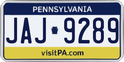 PA license plate JAJ9289