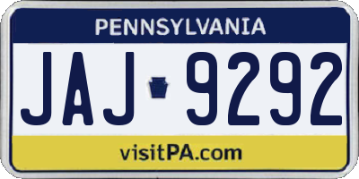 PA license plate JAJ9292