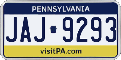 PA license plate JAJ9293