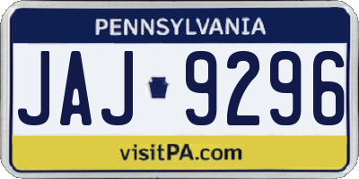 PA license plate JAJ9296