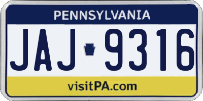 PA license plate JAJ9316