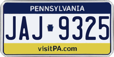 PA license plate JAJ9325