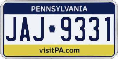 PA license plate JAJ9331
