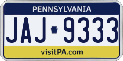 PA license plate JAJ9333
