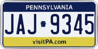 PA license plate JAJ9345