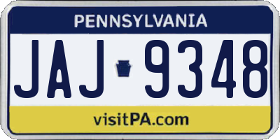 PA license plate JAJ9348