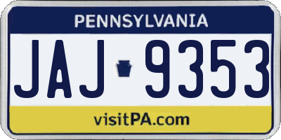 PA license plate JAJ9353