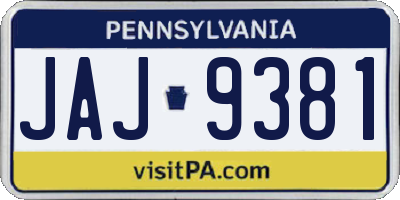 PA license plate JAJ9381
