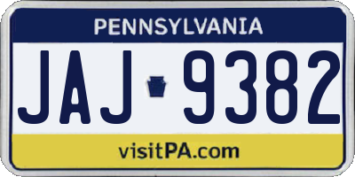 PA license plate JAJ9382