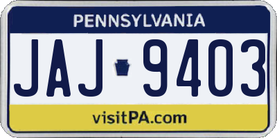 PA license plate JAJ9403