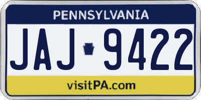 PA license plate JAJ9422