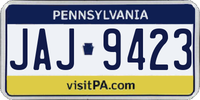 PA license plate JAJ9423