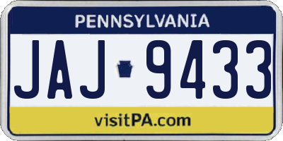 PA license plate JAJ9433