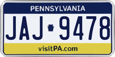 PA license plate JAJ9478