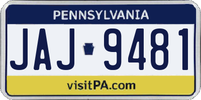 PA license plate JAJ9481