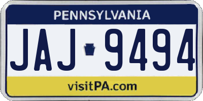 PA license plate JAJ9494