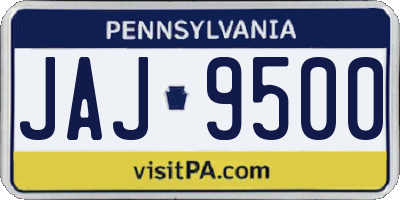 PA license plate JAJ9500