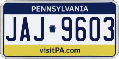 PA license plate JAJ9603