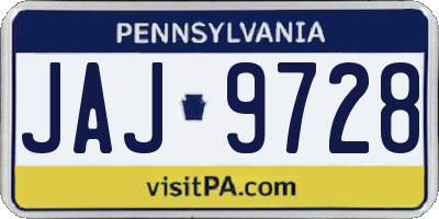 PA license plate JAJ9728