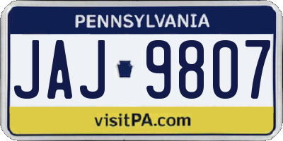 PA license plate JAJ9807