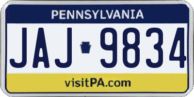 PA license plate JAJ9834