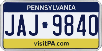 PA license plate JAJ9840