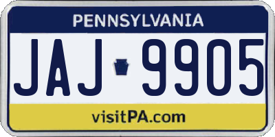 PA license plate JAJ9905