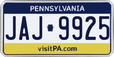 PA license plate JAJ9925