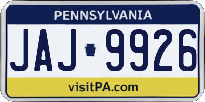 PA license plate JAJ9926