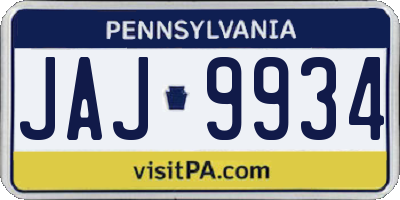 PA license plate JAJ9934