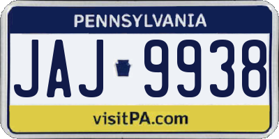 PA license plate JAJ9938